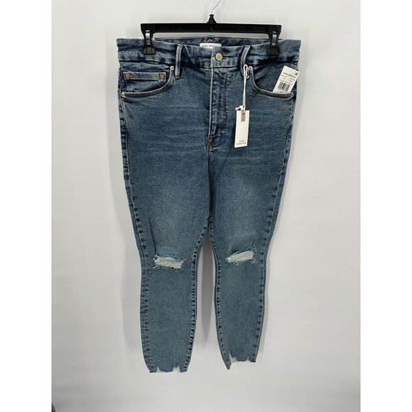 GOOD AMERICAN NWT Good Waist Crop Denim Jean in Blue799 // 12 - Picture 6 of 14